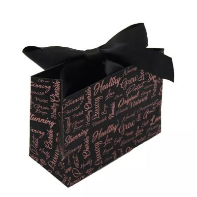 China Bow Ribbon Shopping Paper Carrier Bag Reusable For Wedding Birthday Gifts for sale