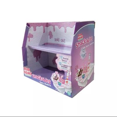 China Innovative PDQ Cardboard Countertop Display 2 Layers For Toys Snacks Candy for sale