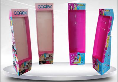 China Shopping Mall Cardboard Pos Display Stands With Hooks Die Cut for sale