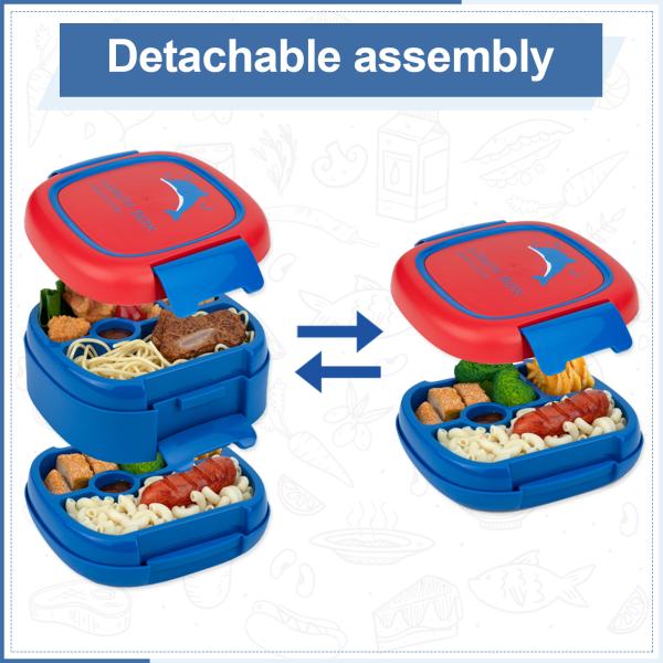 Quality 1400ml Plastic Bento Lunch Box Freezer Safe Double Layer For Kids Leakproof for sale