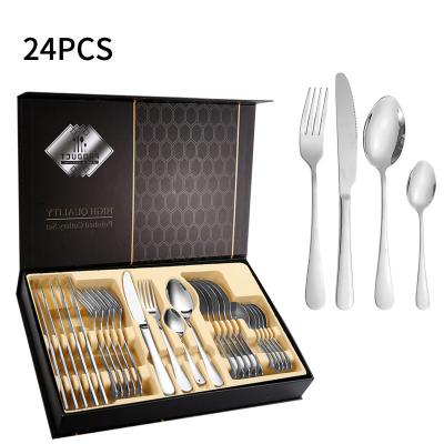 China Customized Metal Cutlery Set Luxury Elegant 24 Piece Flatware Set for sale