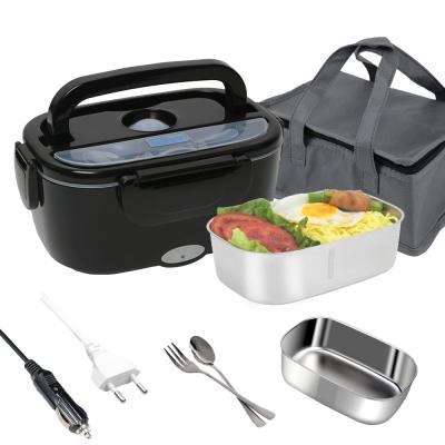 China Customize Electric Lunch Boxes All Black Portable Heating Lunch Box for sale