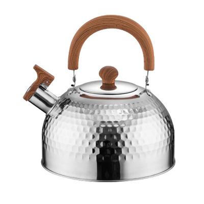China 4L Stainless Steel Water Kettle Whistling Stovetop Tea Kettle With Wood Grain for sale