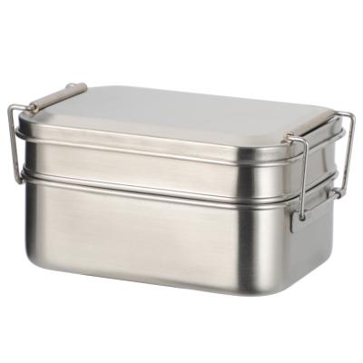 China 304 Stainless Steel Metal Bento Lunch Box With Double Layer And Two Capacity Options for sale