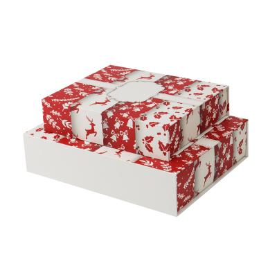 China Christmas Ribbon Paper Box Lid And Base Gift Box Custom Design CMYK Printing for sale