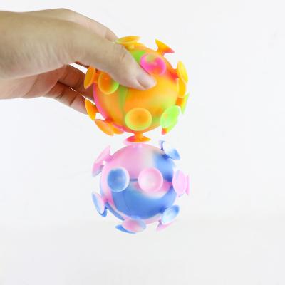 China Multi Colored Baby Silicone Toys Suction Cup Ball For Children Party for sale