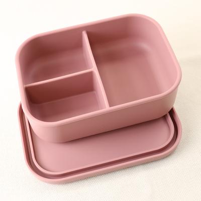 China 3 Compartment Silicone Lunch Containers , Reusable Silicone Bento Lunch Box Leak Proof for sale