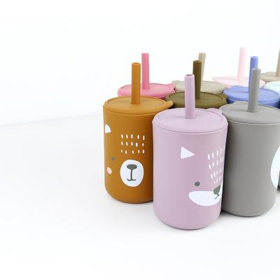 China High Flexibility Drinking Silicone Cup With Straw And Printed  155g for sale