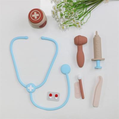 China ODM juguetes de silicona para bebés con función de juego de rol de doctor de 8 piezas juego de rol de silicona Doctor Set en venta
