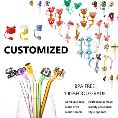 China Custom Made Silicone Straw Toppers For Tumblers Silicone Straw Cap Hats PVC Free BPA Free en venta