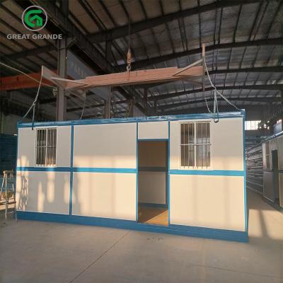 China OEM Galvanized Steel Portable Construction Site Sheds Office With Bathroom Canblue Border for sale