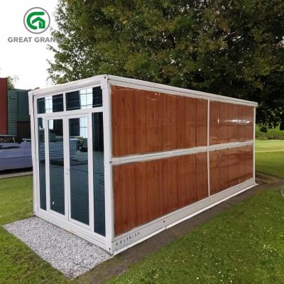 China Customized Prefab Folding Container House Steel Glass Door Brown Wall Available For Rental for sale