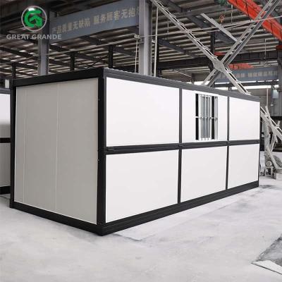 China Customized In Black Frame Folding Prefab Homes Side Wall Door With Three Windows for sale