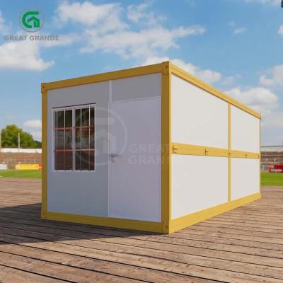 China 20ft Foldable Container Home Yellow Frame White EPS Wall Panel Steel Frames for sale