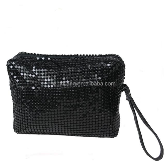 Factory custom Metal Aluminum Mesh Clutch Cosmetic Bag Gold Metal Mesh Evening Bag Purse pouch handbag