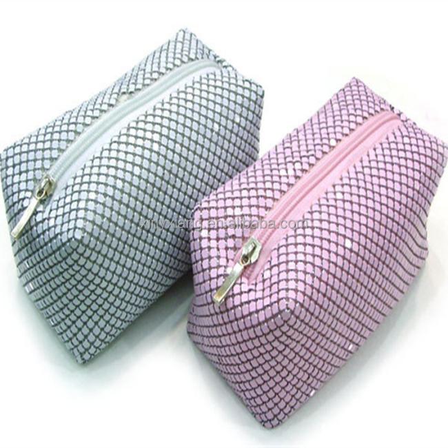 Factory custom Metal Aluminum Mesh Clutch Cosmetic Bag Gold Metal Mesh Evening Bag Purse pouch handbag