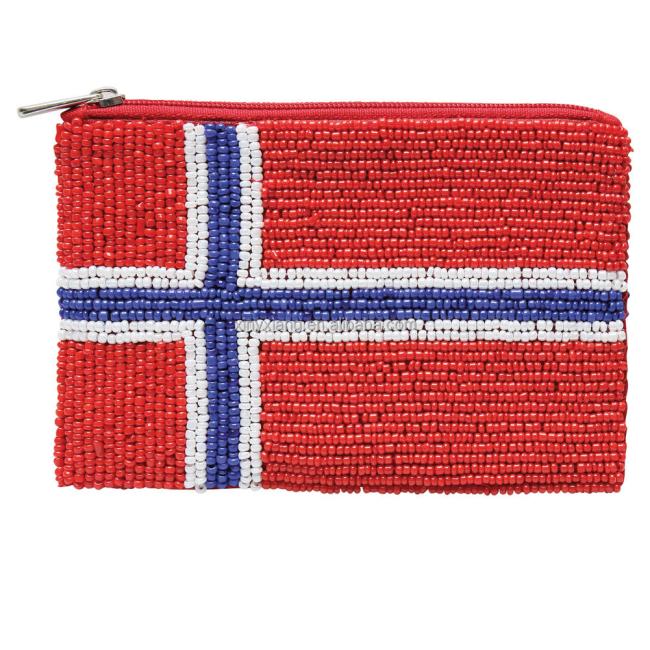 Factory custom beaded flag coin purse, vintage beaded small purses, Women's International Country Flag Beaded Coin Purse