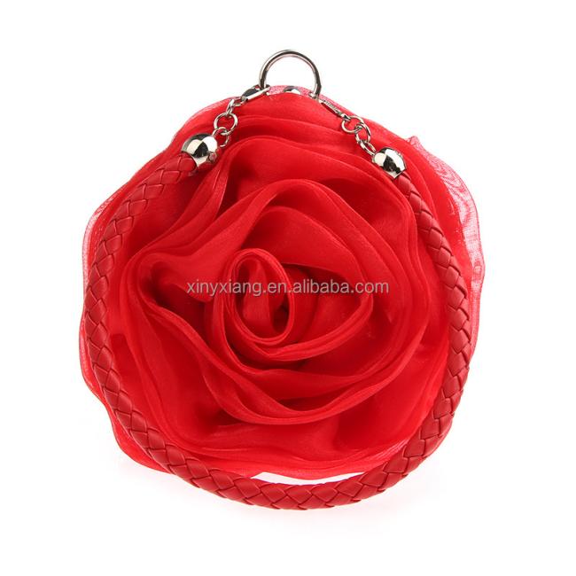 Factory Wholesale Small Flower Shaped Wristlet Wedding Evening Flower Girl Clutch Purse, Floral Evening Bags