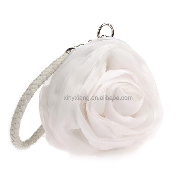 Factory Wholesale Small Flower Shaped Wristlet Wedding Evening Flower Girl Clutch Purse, Floral Evening Bags