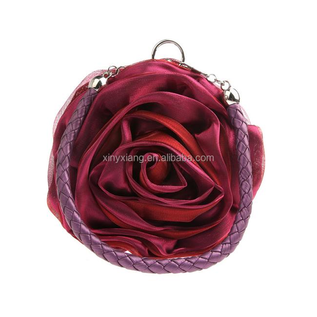 Factory Wholesale Small Flower Shaped Wristlet Wedding Evening Flower Girl Clutch Purse, Floral Evening Bags