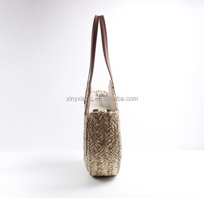 Factory custom Natural Plaited Water Hyacinth Round Bag, Water Hyacinth Hand Weaved Bags, Woven Rattan Straw Shoulder Bag