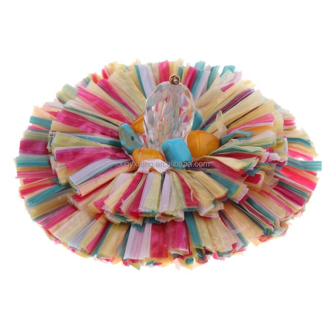 Factory custom Handmade Raffia Flowers | Artificial Flowers | Fake flower, Raffia woven Patches, hand crocheted riffia flower