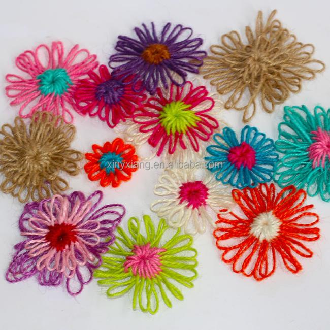 Factory custom Handmade Raffia Flowers | Artificial Flowers | Fake flower, Raffia woven Patches, hand crocheted riffia flower