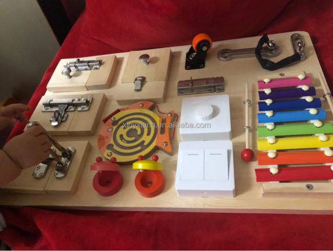 Factory Wholesale&Custom Learning Montessori Activity Board, Toddler Travel Busy Board, Wooden Sensory Boards Toys
