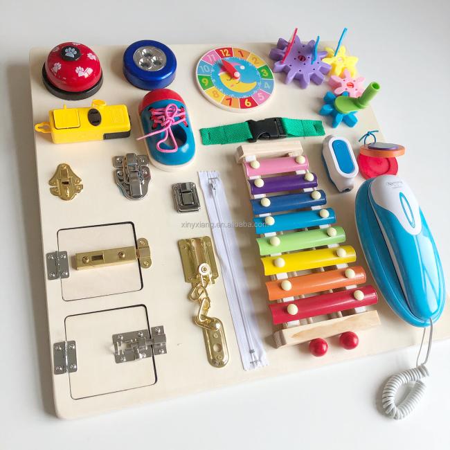 Factory custom Montessori Wooden sensory Activity Board, child educational toys, Busy Boards Ideas for Toddlers