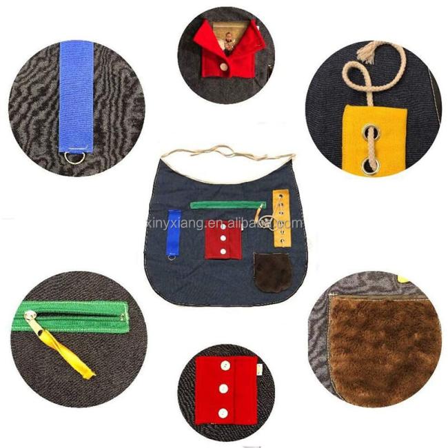 Factory Custom Activity Apron for Sensory Stimulation, Child Toddler Fidget Apron, Tactile Quilt Farm Aprons