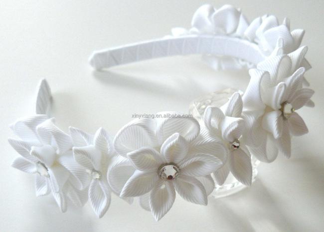 Factory custom Kanzashi headband/Fabric flower hairband/Flower head band handmade Fabric flower hair accessory