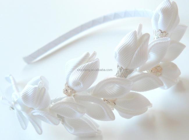Factory custom Kanzashi headband/Fabric flower hairband/Flower head band handmade Fabric flower hair accessory