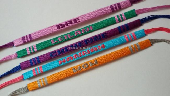 Factory Custom Woven Friendship Bracelets, personalised woven name bracelet, Woven Thread Bracelets