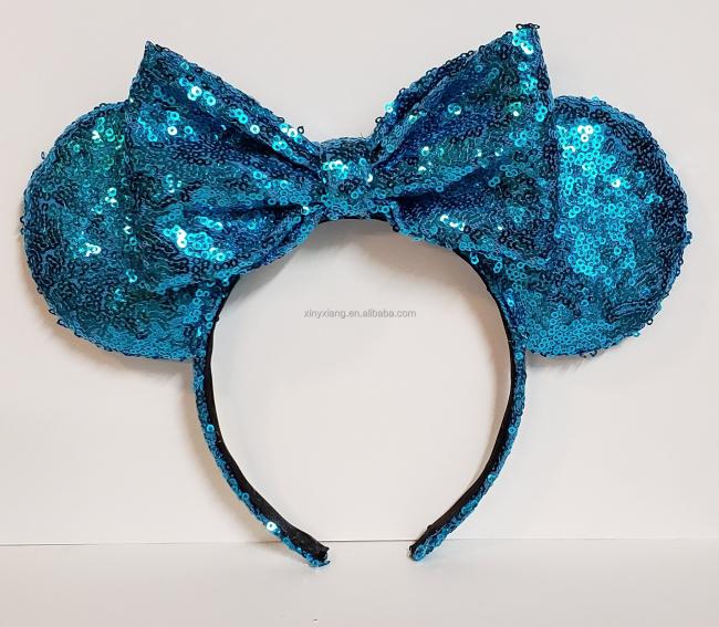 Factory custom Mickey Ears Headbands Sequin Hair Band Accessories for Women Girls Cosplay Party, Sequin Mouse Ears Headband