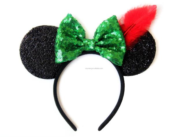 Factory custom Mickey Ears Headbands Sequin Hair Band Accessories for Women Girls Cosplay Party, Sequin Mouse Ears Headband