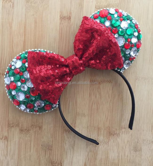 Factory custom Mickey Ears Headbands Sequin Hair Band Accessories for Women Girls Cosplay Party, Sequin Mouse Ears Headband