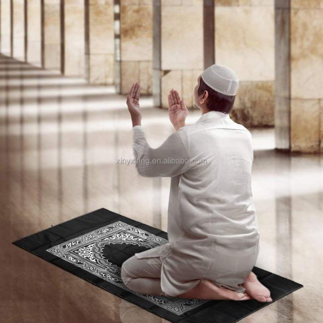 Factory Wholesale Pocket Prayer Mat with Compass, Muslim Prayer Rug, Turkish Pocket Praying Rug Thick 60x100cm