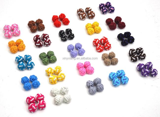 Factory wholesale Mens Knot Cufflinks Polyester Plain Formal Wedding Accessory, Men's Silk Knot Cufflink