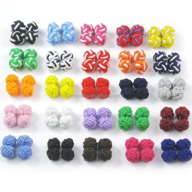 Factory wholesale Mens Knot Cufflinks Polyester Plain Formal Wedding Accessory, Men's Silk Knot Cufflink