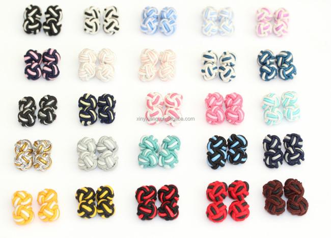 Factory wholesale Mens Knot Cufflinks Polyester Plain Formal Wedding Accessory, Men's Silk Knot Cufflink