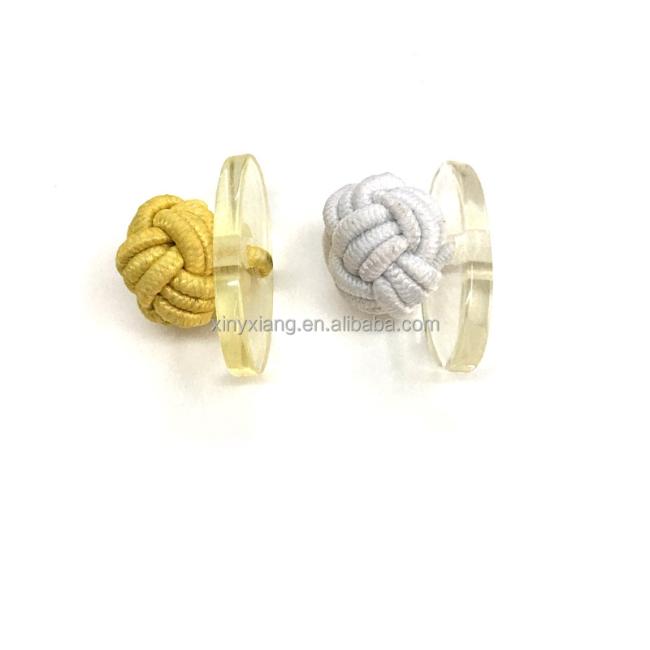 Factory wholesale Single Rope Knot Cufflinks Polyester Plain Formal Wedding Accessory, Men's Silk Knot Cufflink