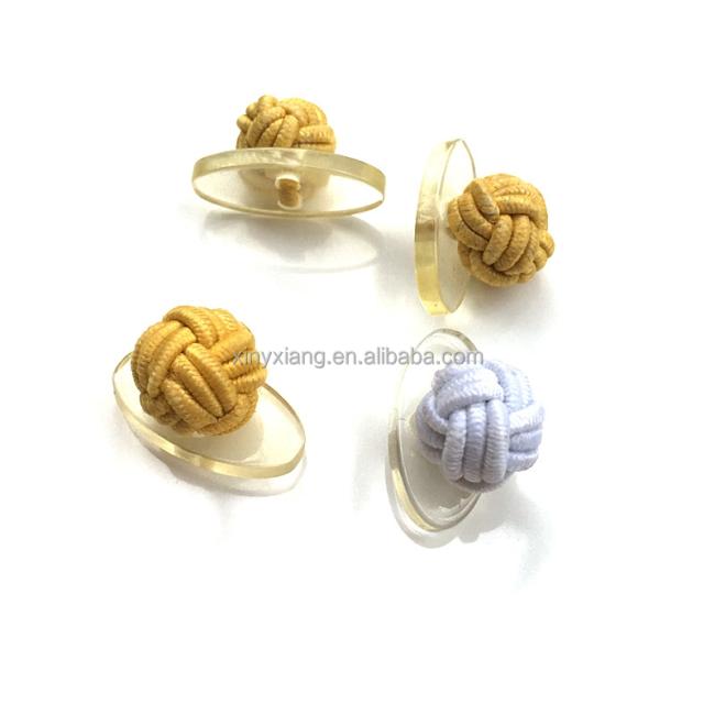 Factory wholesale Single Rope Knot Cufflinks Polyester Plain Formal Wedding Accessory, Men's Silk Knot Cufflink