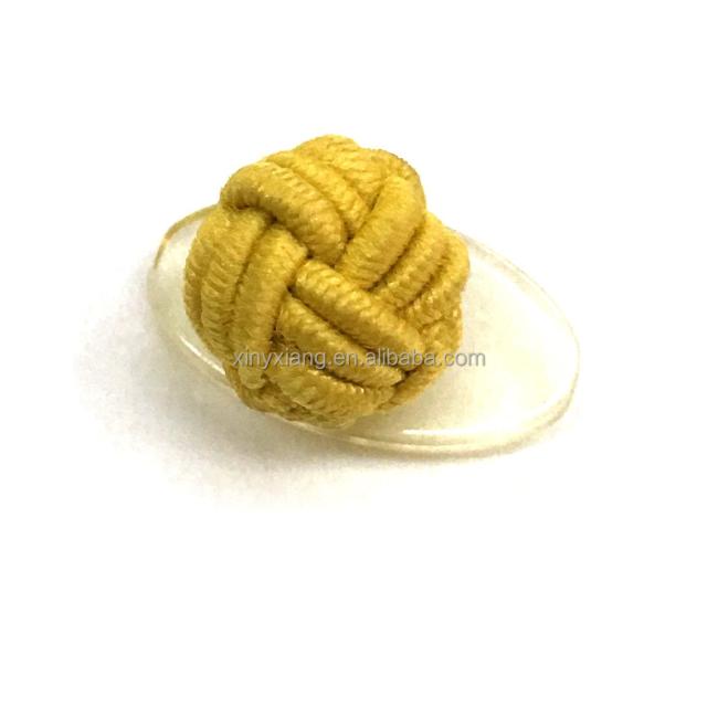 Factory wholesale Single Rope Knot Cufflinks Polyester Plain Formal Wedding Accessory, Men's Silk Knot Cufflink
