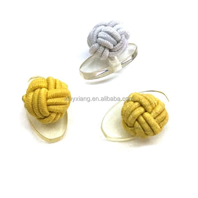 Factory wholesale Single Rope Knot Cufflinks Polyester Plain Formal Wedding Accessory, Men's Silk Knot Cufflink