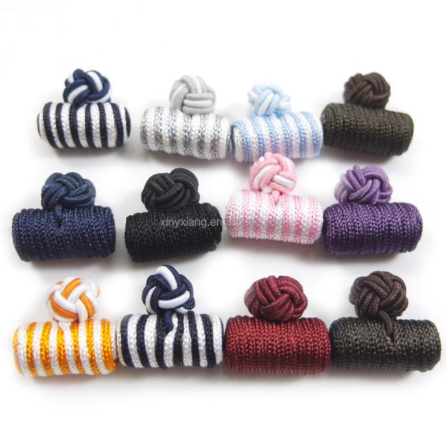 Factory wholesale Classic Silk knots Cufflinks Mixed 2 Colors Handmade Elastic Double Rope Ball Cuff Button For Men Shirt Gifts