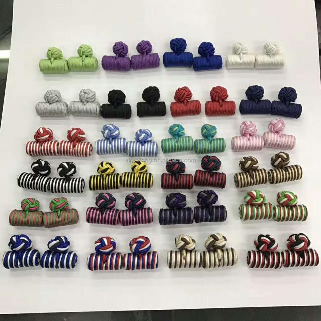 Factory wholesale Classic Silk knots Cufflinks Mixed 2 Colors Handmade Elastic Double Rope Ball Cuff Button For Men Shirt Gifts