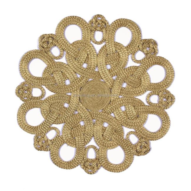 Factory wholesale&custom Passementerie Placemats, Handmade woven placemat, Chinese knot rope weaving flower table mat