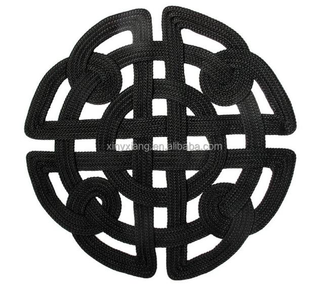 Factory wholesale&custom Passementerie Placemats, Handmade woven placemat, Chinese knot rope weaving flower table mat
