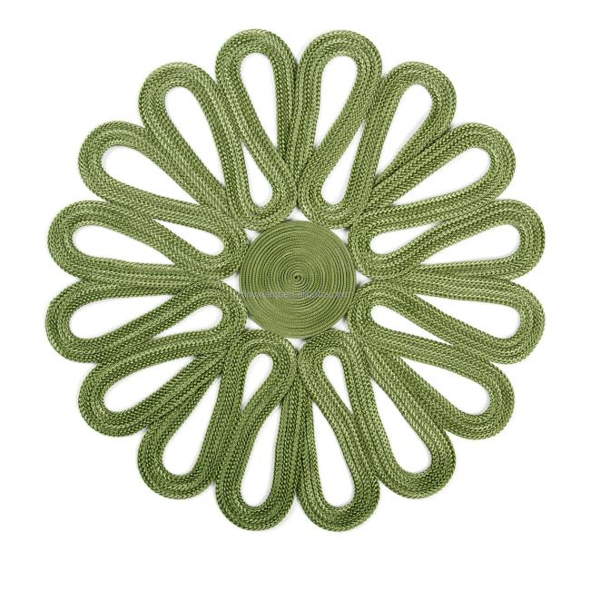 Factory wholesale&custom Passementerie Placemats, Handmade woven placemat, Chinese knot rope weaving flower table mat