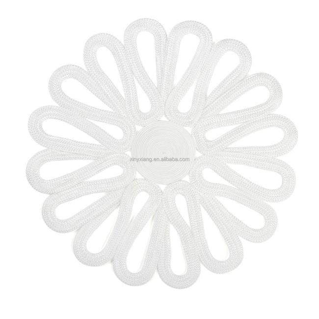 Factory wholesale&custom Passementerie Placemats, Handmade woven placemat, Chinese knot rope weaving flower table mat